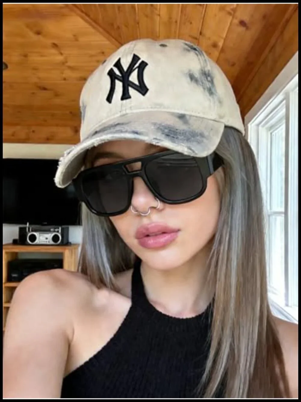 Oversized Aviator Sunglasses Retro Square Double Bridge UV400